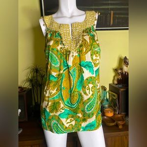 60’s style paisley hippie boho tunic blouse psychedelic mod Milly of New York